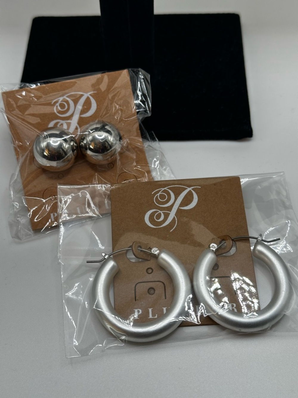 PLUNDER 2 Pairs Of Silvertone Pierced Round Ball And Hoop Everyday Earrings